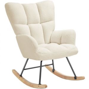 TecTake Fauteuil à bascule Rembourré avec revêtement en tissu bouclé grand dossier