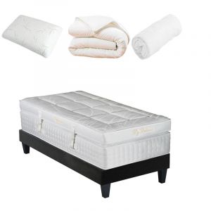 Image de LITERIE | Pack Pr&ecirc;t &agrave; dormir Empereur 90x190 cm | Matelas M&eacute;moire de forme + Sommier + Accessoires Bellecour