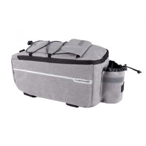 Dunlop Bike Sacoche de vélo pour Porte-Bagages - 7 litres - Fermeture Velcro avec Compartiments de Rangement supplémentaires et Porte-Bouteille - Couche intérieure isolée - Bandoulière Grise