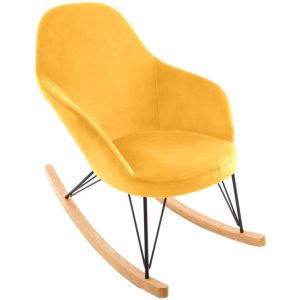 Image de Atmosphera Rocking chair fauteuil à bascule velours moutarde Ewan