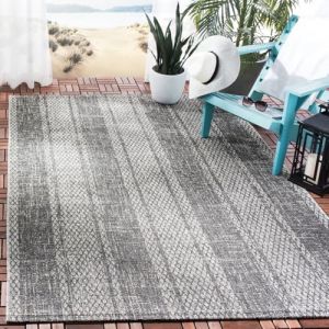 Safavieh Rafal Grand Tapis de Salon rectangulaire pour Une Utilisation en intérieur, Polypropylène, Gris Clair/Noir, 160 X 230 cm