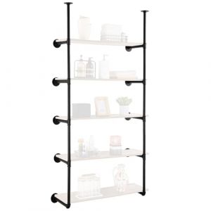 VEVOR Etageres industrielles en tuyaux, 5 niveaux, 2 pieces, largeur de planche applicable de 9,84 pouces, fixation murale, etageres flottantes en