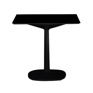 Kartell Table Multiplo Avec Plateau Carr&eacute; 118 Cm Et Grande Base Carr&eacute;e (Noir - Aluminium Moul&eacute; Et Plateau En Verre)