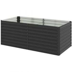 Outsunny Carr&eacute; potager jardini&egrave;re dim. 160L x 80l x 60H cm t&ocirc;le d'acier ondul&eacute;e anthracite