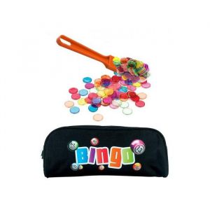 Kit Loto Complet 3 En 1 : 100 Pions Magnetiques + Baton Ramasse Jetons Orange + Trousse Rangement Noir - Set Accessoires Jeu Bingo Et 1 Carte