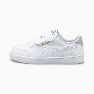 Puma Shuffle Kinder Sneaker White-White-Gray- Gold 2