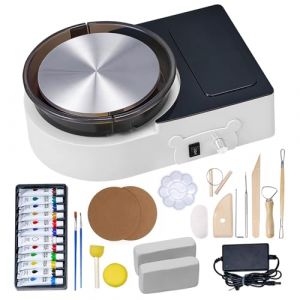 VEVOR Mini Tour de Potier &Eacute;lectrique, Roue de Poterie avec Plateau Tournant de 158 mm, Rotation Avant et Arri&egrave;re, Vitesse R&eacute;glable, avec Outils de Fa&ccedil;onnage, pour Artisanat, Bricolage Domicile, Blanc