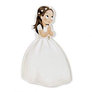 Mopec Pack de Figurines 2D Fille Communion Robe Long et Couronne, Bois, Blanc, 0.5 x 7 x 11 cm, 6 pièces