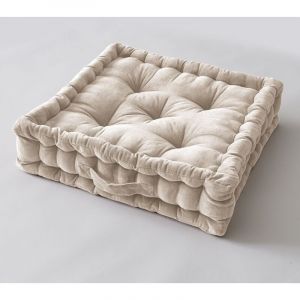 Image de Coussin de sol 50 x 50 x 10 cm velours de coton César Pampa Naturel