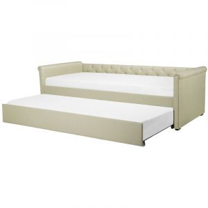 Beliani Lit gigogne en tissu beige 80 x 200 cm LIBOURNE