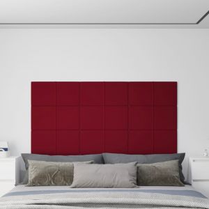 VidaXL Panneaux muraux 12 pcs Rouge bordeaux 60x30 cm Velours 2,16 m² Rouge bordeaux