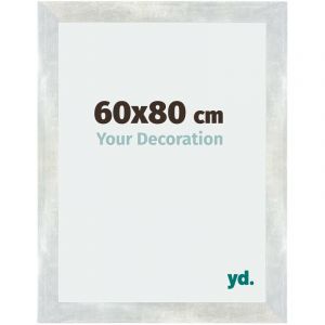 Your Decoration - 60x80 cm - Cadres Photo en mdf Avec Verre acrylique - Anti-Reflet - Excellente Qualité - Argent Brillant Vintage - Cadre Decoration