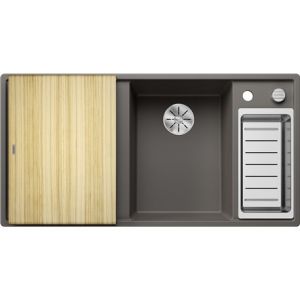 Blanco Evier Axia III 6 S Planche frêne Gris Volcan, cuve princip. à droite 527229