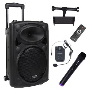 DYNASONIC - DYNAPRO 12 Plus (3ª Gen) Enceinte Haut-Parleur Bluetooth Portable Professionnel, Puissant Haut-Parleur Bluetooth 700 W, 2 Microphones karaoké et Support pour Tablette