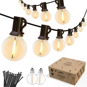 Partizzle Guirlande lumineuse étanche de 15m - Guirlande de 25 LEDs - Guirlande lumineuse de Noël pour l'extérieur, la terrasse et le camping - Lumières de Noël / Lumières de jardin - 2700k / Blanc chaud