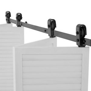 Kit Quincaillerie de Porte Grange Coulissante Pliante-Duoku-1626 mm-Rail Simple Robuste-Montage par Haut-4 Portes 38 cm Placard