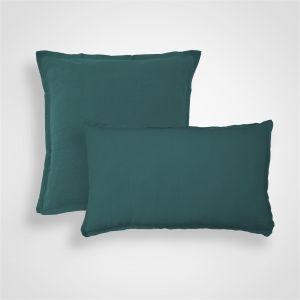 Image de Blanc Cerise Housse de coussin en lin - vert