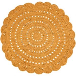 Nattiot Tapis rond Alma crochet moutarde (120 cm)