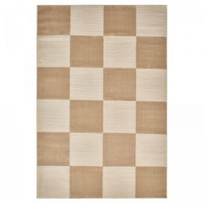 Dezenco Tapis chambre 120x160 tiss&eacute; cr&egrave;me rectangle motif g&eacute;om&eacute;trique LUNKIN 5