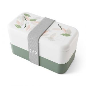 monbento Lunch box rectangle 2x500ml vert leaves