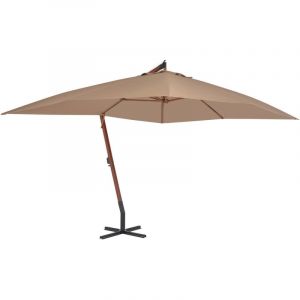 VidaXL Parasol en porte-à-faux avec mât en bois 400 x 300 cm Taupe