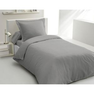 Lovely Home Parure De Couette - 140x200 Cm - 100% Coton - Gris Clair