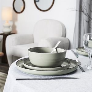 The home deco factory Service 12 pièces grès vert