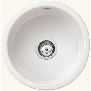 Evier 1 cuve rond a encastrer Valet avec vidage couleur blanc