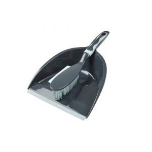 Homea Pelle et Balayette Plastique avec Poils TPR et Raclette Anthracite/Bleu Givré