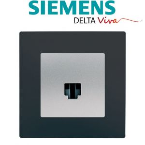 Siemens Prise RJ45 Silver Delta Viva + Plaque Anthracite