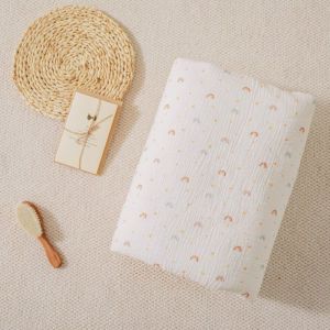 Couverture Bébé et Enfant en Mousseline et Minky Douce Oeko Tex - 75x100 cm - Rembourrage Polyester - Confort et Qualité - Lange Bébé, Plaid, Sieste, Maternelle - Cadeau Naissance Fille ou Garçon