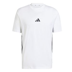 Adidas T-shirt Essentials Single 3 Stripes manches courtes blanc noir pur - S
