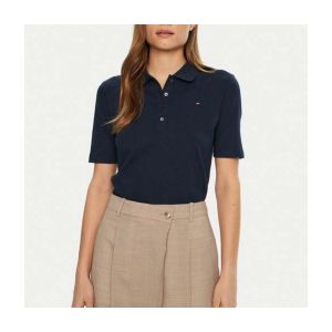 Tommy Hilfiger Polo Manches Courtes Femme 1985 Pique Regular Fit, Bleu (Dark Night Navy), S