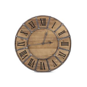 Décoration d'Autrefois Grande Horloge Ancienne Bois Métal Marron 66x4x66cm