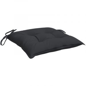 VidaXL Lot de 4 Coussins de Chaise, Galette de Siège avec Jeux de Cordes, Coussin d'Extérieur Imperméable, Noir 40x40x7 cm Tissu Oxford