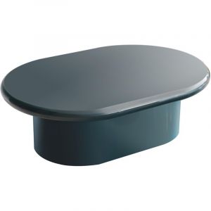 Oviala Table basse ovale 100 x 70 cm en MDF effet laqu&eacute; bleu canard