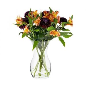 Vase &agrave; fleurs d&eacute;coratif en verre transparent 2,4 L - Grand vase rustique 25x14 cm pour bouquets - Design classique et recyclable
