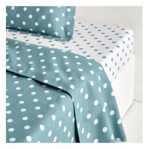 Drap flanelle imprimé pois, Clarisse Nude/Blanc Taille 270X290 cm