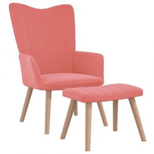 VidaXL Chaise de relaxation avec repose-pied Rose Velours