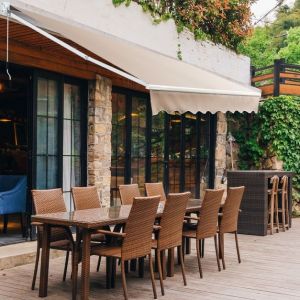 Parasol Coast extensible - imperméable - 295 x 250 cm - polyester - beige
