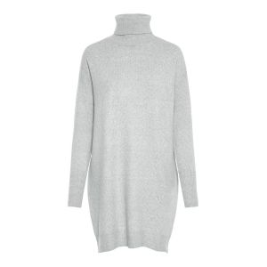 Image de Vero Moda Col Roulé Robe En Maille Women grey Light Grey Melange - Taille L