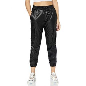 Urban classics Ladies Faux Leather Cargo Pants Pantalons, Noir, S Femme