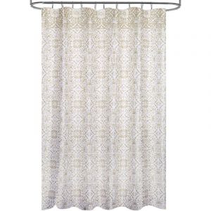 Maurer Rideau de douche en tissu géométrique Rosoni 180 x 200 cm. Rideau de douche, rideau en tissu imperméable avec anneaux