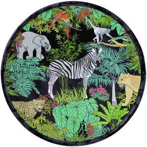 Les Jardins de la Comtesse Plat de Service Rond en m&eacute;lamine pure - contour bambou - 35,5 cm - Jungle