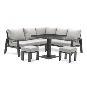 DCB Garden Ensemble repas de jardin 7 pl en alu anthracite et plateau céramique - IBIZA