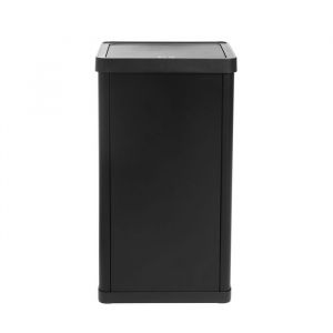QLT Knockdown Push Trash Bin 50 Liter - Le couvercle s'ouvre par pression - Résistant aux empreintes digitales - Design moderne et durable - 36x24.2x83 cm - Noir