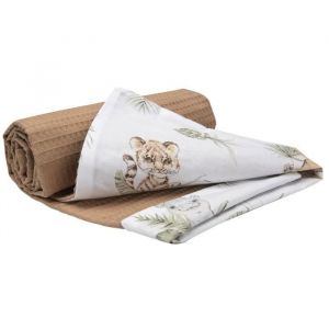 Couverture bébé en coton Waffle bilatéral 75x100cm - MEDI PARTNERS - Safari
