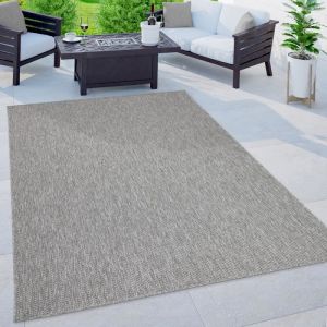 Paco Home Tapis Int&eacute;rieur Et Ext&eacute;rieur Balcon Terrasse Tapis Cuisine Monochrome Mouchet&eacute; 140x200 cm, Gris