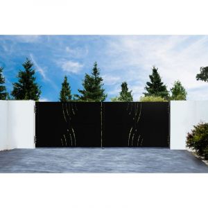 Portail battant acier 3,5m NALI VELETA H.120cm noir mat