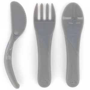 Twistshake Set de 3 couverts d&rsquo;apprentissage 6+ mois &ndash; Gris Pastel